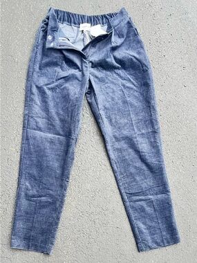 FRNCH Paris Men's grey blue corduroy elastic-waist pants Size Small BNWT